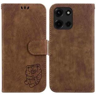 For Motorola Moto G 5G 2025 Little Tiger Embossed Leather Phone Case(Brown)