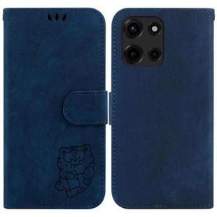 For Motorola Moto G 5G 2025 Little Tiger Embossed Leather Phone Case(Dark Blue)