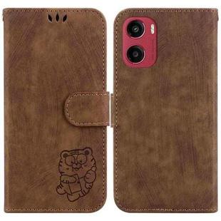 For Motorola Moto G05 / E15 Little Tiger Embossed Leather Phone Case(Brown)