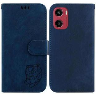 For Motorola Moto G05 / E15 Little Tiger Embossed Leather Phone Case(Dark Blue)