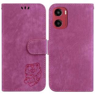 For Motorola Moto G05 / E15 Little Tiger Embossed Leather Phone Case(Rose Red)