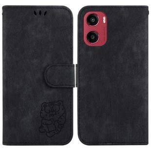 For Motorola Moto G05 / E15 Little Tiger Embossed Leather Phone Case(Black)