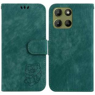 For Motorola Moto G15 Little Tiger Embossed Leather Phone Case(Green)