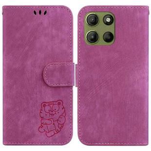 For Motorola Moto G15 Little Tiger Embossed Leather Phone Case(Rose Red)