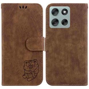 For Motorola Moto G56 5G / G66j 5G / G66y 5G Little Tiger Embossed Leather Phone Case(Brown)