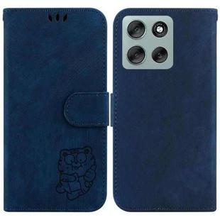 For Motorola Moto G56 5G / G66j 5G / G66y 5G Little Tiger Embossed Leather Phone Case(Dark Blue)