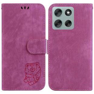 For Motorola Moto G56 5G / G66j 5G / G66y 5G Little Tiger Embossed Leather Phone Case(Rose Red)