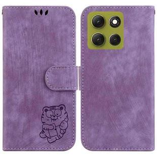 For Motorola Moto G86 5G Little Tiger Embossed Leather Phone Case(Purple)