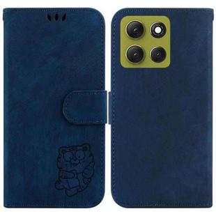 For Motorola Moto G86 5G Little Tiger Embossed Leather Phone Case(Dark Blue)