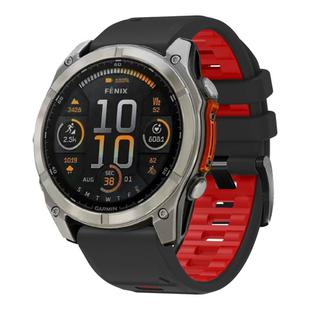 For Garmin 26mm Official Two Color Quick Release Silicone Watch Band(Black Red)