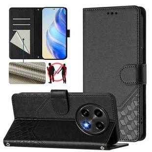 For OPPO F27 Pro+ Honeycomb Embossing RFID Leather Phone Case(Black)