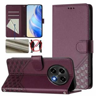 For OPPO F27 Pro+ Honeycomb Embossing RFID Leather Phone Case(Violet)