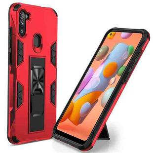 For Samsung Galaxy A11 US Version Soldier Armor Shockproof TPU + PC Magnetic Protective Case with Holder(Red)