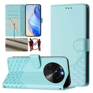 For OPPO Find X6 Honeycomb Embossing RFID Leather Phone Case(Mint Green)