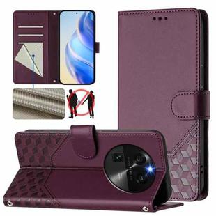 For OPPO Find X6 Honeycomb Embossing RFID Leather Phone Case(Violet)