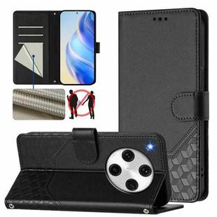 For OPPO Find X8 Pro Honeycomb Embossing RFID Leather Phone Case(Black)