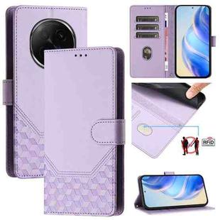 For OPPO A5 Pro China Honeycomb Embossing RFID Leather Phone Case(Light Purple)