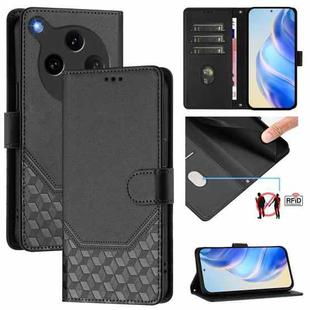 For OPPO Find X8 Ultra 5G Honeycomb Embossing RFID Leather Phone Case(Black)