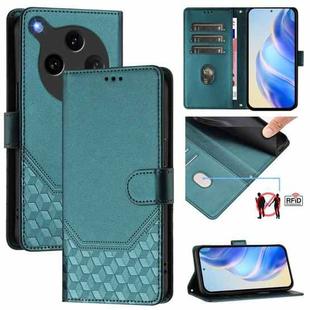 For OPPO Find X8 Ultra 5G Honeycomb Embossing RFID Leather Phone Case(Peacock Green)