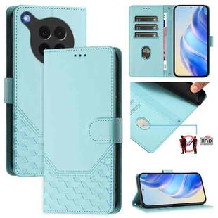For OPPO Find X8s 5G Honeycomb Embossing RFID Leather Phone Case(Mint Green)