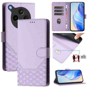 For OPPO Find X8s+ 5G Honeycomb Embossing RFID Leather Phone Case(Light Purple)