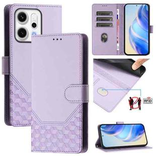For OPPO Reno14 Global Honeycomb Embossing RFID Leather Phone Case(Light Purple)