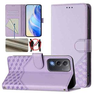 For OPPO A5 5G / A3 Pro 5G Global Honeycomb Embossing RFID Leather Phone Case(Light Purple)