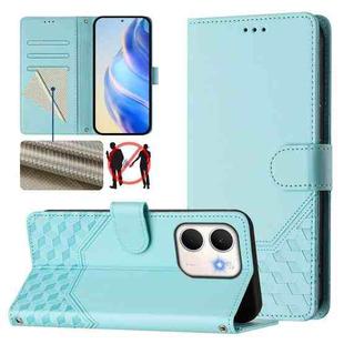 For OPPO A5x 5G / 4G Global Honeycomb Embossing RFID Leather Phone Case(Mint Green)