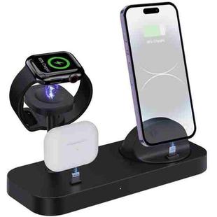 B25 8 Pin 4-in-1 Charging Stand Phone Holder for Apple Watch / AirPods(Black)