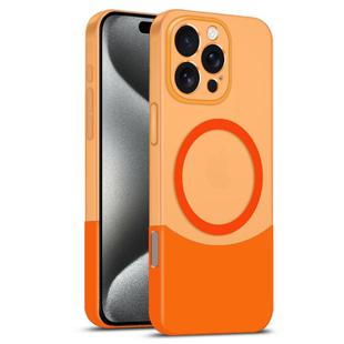 For iPhone 15 Pro Max Dual Color Stitching MagSafe Magnetic PC Phone Case(Orange)