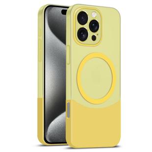 For iPhone 15 Pro Max Dual Color Stitching MagSafe Magnetic PC Phone Case(Yellow)