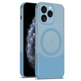 For iPhone 11 Pro Max Dual Color Stitching MagSafe Magnetic PC Phone Case(Blue)