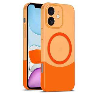 For iPhone 11 Dual Color Stitching MagSafe Magnetic PC Phone Case(Orange)