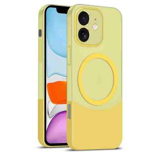 For iPhone 11 Dual Color Stitching MagSafe Magnetic PC Phone Case(Yellow)