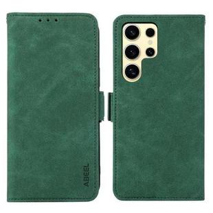 For Samsung Galaxy S25 Ultra 5G ABEEL Frosted Magnetic RFID Leather Phone Case(Green)