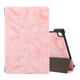 For Samsung Galaxy Tab A7 T505 Marble Texture Pattern Horizontal Flip Leather Case, with Three-folding Holder & Sleep / Wake-up(Pink)