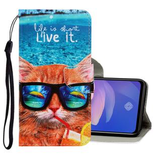 For Vivo Y91c 3D Colored Drawing Horizontal Flip PU Leather Case with Holder & Card Slots & Wallet(Underwater Cat)