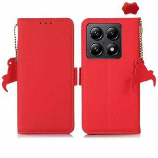 For Xiaomi 14T Pro Side-Magnetic TJ Genuine Leather RFID Phone Case(Red)