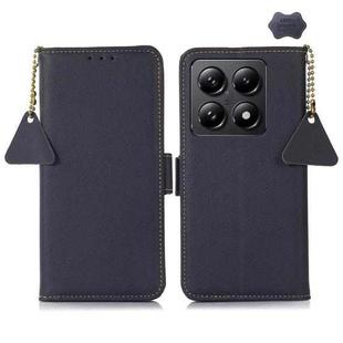 For Xiaomi 14T Pro Side-Magnetic TJ Genuine Leather RFID Phone Case(Blue)