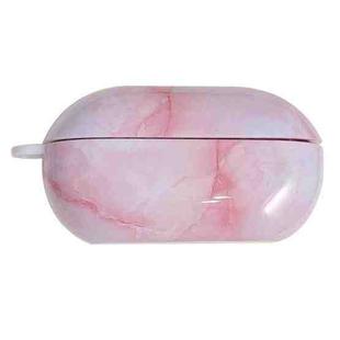 For Beats Solo Buds Marble Texture Glossy PC Earphone Protective Case(Pink White)