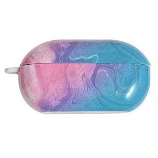 For Beats Solo Buds Marble Texture Glossy PC Earphone Protective Case(Aqua Blue)