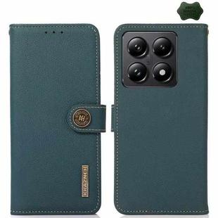 For Xiaomi 14T Pro KHAZNEH Custer Texture RFID Genuine Leather Phone Case(Green)