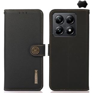 For Xiaomi 14T KHAZNEH Custer Texture RFID Genuine Leather Phone Case(Black)