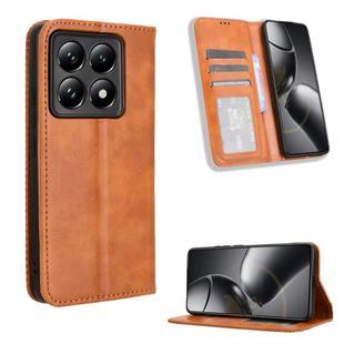 For Xiaomi 14T Magnetic Buckle Retro Texture Leather Phone Case(Brown)