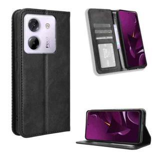 For Xiaomi Poco M7 Pro 5G Magnetic Buckle Retro Texture Leather Phone Case(Black)