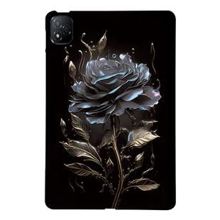 For Infinix Xpad Color Painting Pattern Smart Tablet TPU Case(Black Rose)