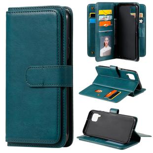 For Huawei P40 Lite Multifunctional Magnetic Copper Buckle Horizontal Flip Solid Color Leather Case with 10 Card Slots & Wallet & Holder & Photo Frame(Dark Green)