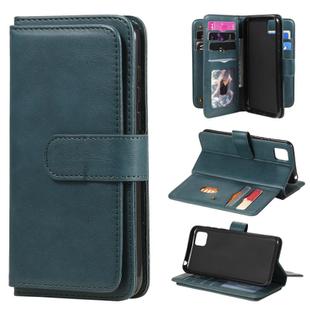 For Huawei Y5P / 9S Multifunctional Magnetic Copper Buckle Horizontal Flip Solid Color Leather Case with 10 Card Slots & Wallet & Holder & Photo Frame(Dark Green)