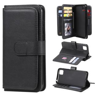 For Huawei Y5P / 9S Multifunctional Magnetic Copper Buckle Horizontal Flip Solid Color Leather Case with 10 Card Slots & Wallet & Holder & Photo Frame(Black)