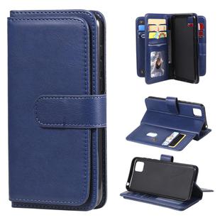 For Huawei Y5P / 9S Multifunctional Magnetic Copper Buckle Horizontal Flip Solid Color Leather Case with 10 Card Slots & Wallet & Holder & Photo Frame(Dark Blue)